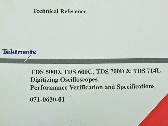 Tektronix TDS 500D 600C 700D 714L Technical Reference 071-0630-01 — front cover close-up showing title and part number
