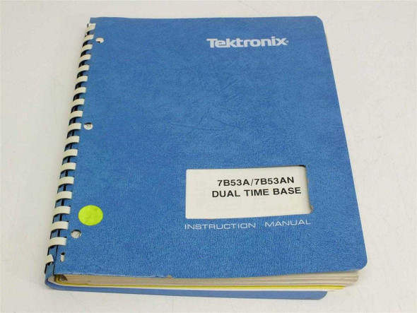 Tektronix 7B53A 7B53AN Dual Time Base Instruction Manual – blue spiral-bound front cover