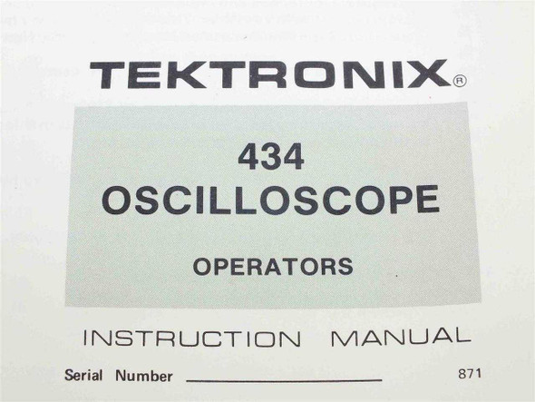 Tektronix 434 Oscilloscope Operators Instruction Manual – title page showing model name and serial number field, dated 871