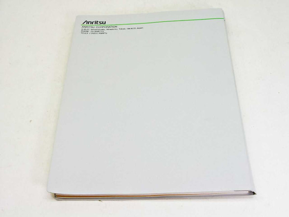 Anritsu MP1570A Operation Manual Vol.4 — back cover view showing Anritsu Corporation address block and green stripe binding