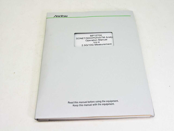 Anritsu MP1570A SONET/SDH/PDH/ATM Analyzer Operation Manual Vol.4 — front cover view showing title label and Anritsu branding