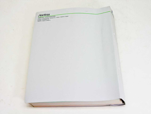Anritsu MP1570A Operation Manual Vol.1 — rear view of binder showing Anritsu Corporation details