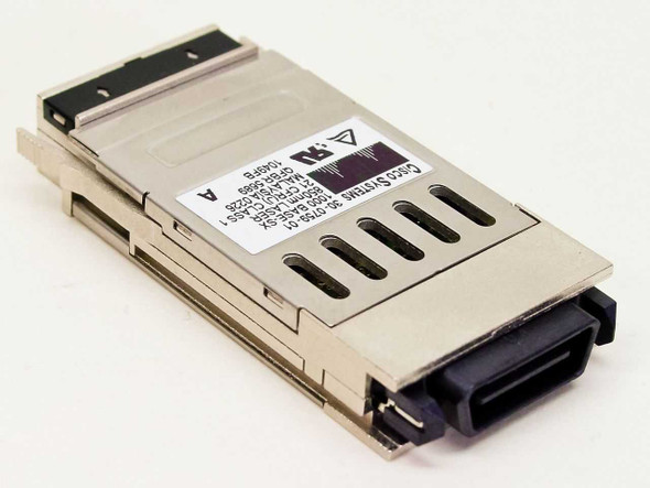 Cisco Systems 30-0759-01 GBIC module — rear angled view showing GBIC edge connector and label