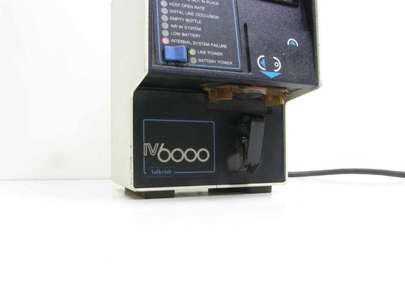 Valleylab IV6000 infusion pump – right front three-quarter view showing cassette drive mechanism and IV6000 logo badge