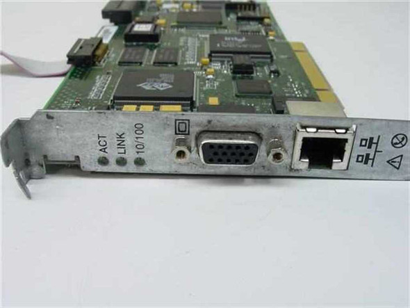 Compaq 163355-001 bracket detail showing VGA DB-15 port, RJ-45 Ethernet port, and ACT/LINK/10-100 LED indicators