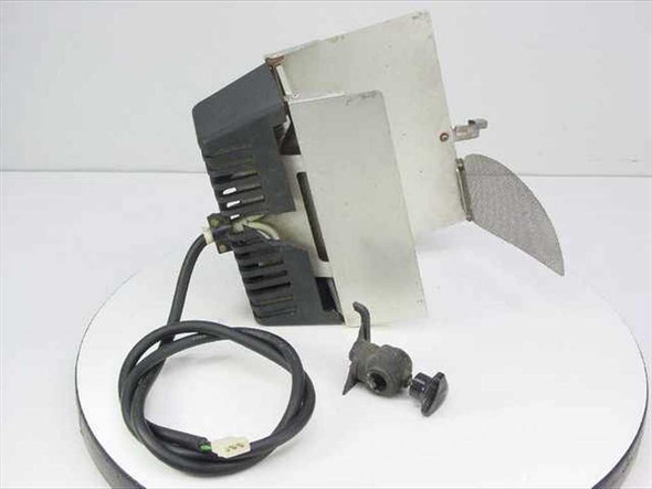Ryudensha PL-10 quartz light head — rear and side view showing heat vents, power cable, and detached stand mount bracket
