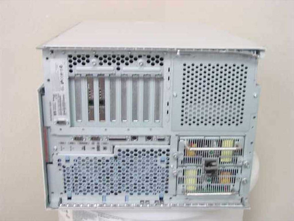 HP NetServer LH3r rear panel view showing PCI expansion slots, power supply, and cooling fans