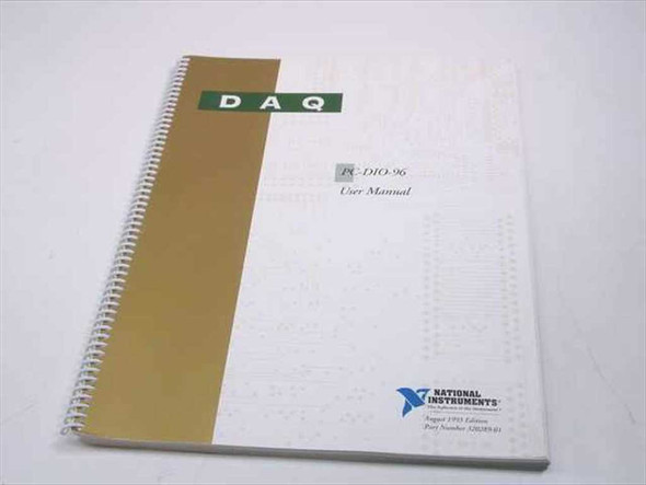 National Instruments PC-DIO-96 DAQ User Manual spiral-bound cover with NI logo and DAQ branding — August 1993 edition