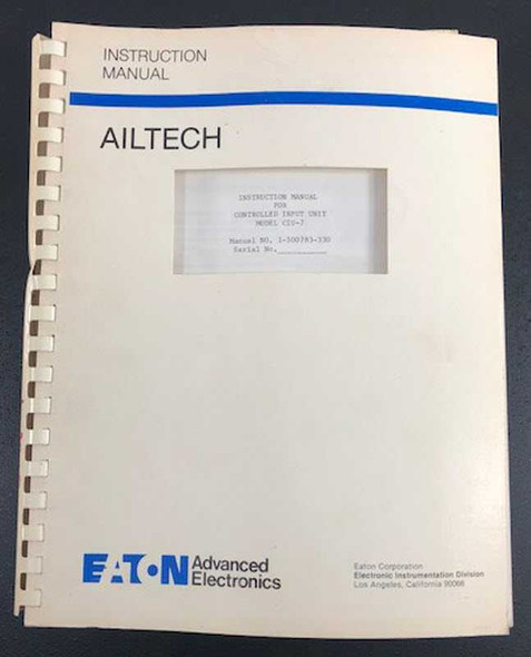 Ailtech Eaton Advanced Electronics CIU-7 Instruction Manual front cover showing manual number 1-500783-330