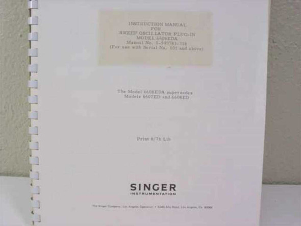 Singer 6608EDA Instruction Manual title page showing publication number 1-500783-318, serial applicability SN 101 and above, Print 8/76 Lib, and Singer Instrumentation imprint