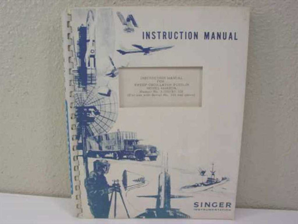 Singer Instrumentation 6608EDA Sweep Oscillator Plug-In Instruction Manual – spiral-bound front cover with Singer Instrumentation logo and aerospace imagery