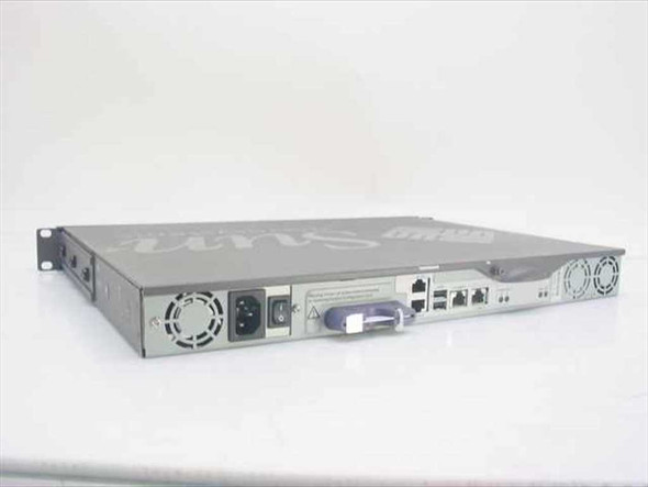 Sun Netra X1 380-0425-01 rear panel — AC power inlet, dual Ethernet RJ-45 ports, USB ports, dual exhaust fans