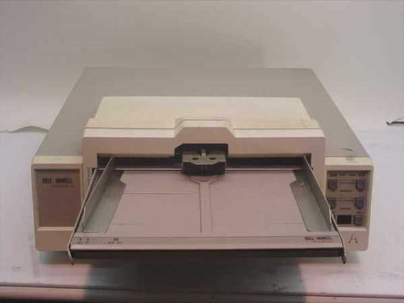 Bell Howell Copiscan II 2137 sheetfed document scanner front view with paper input tray extended