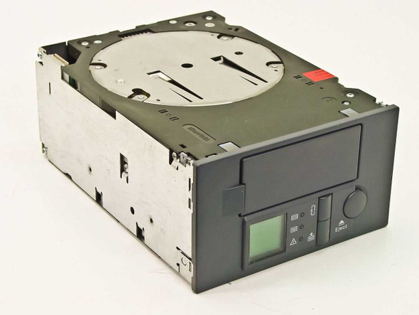 HP C1553-20800 DDS2 DAT tape drive loader – front-left three-quarter view showing loader mechanism top and front panel with LCD status display and Eject button