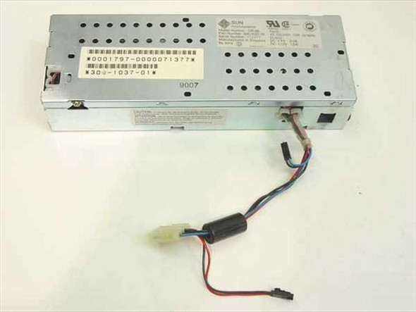 Sun Microsystems CR-86 300-1037-01 35W power supply – top and side view showing label with part number and output harness