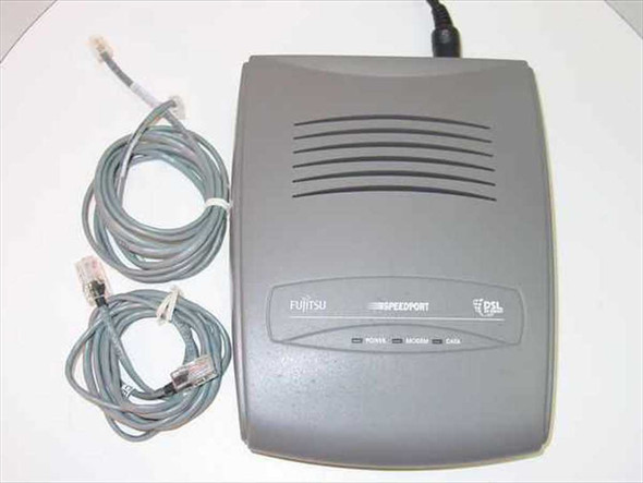 Fujitsu Speedport FC9660RA12 DSL modem top view with two included RJ-11 phone cables