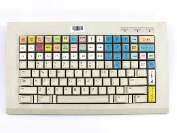 Preh Commander PC-POS-JUN POS keyboard – top-down front view showing full key layout including CASH, CHECKS, and numeric keys