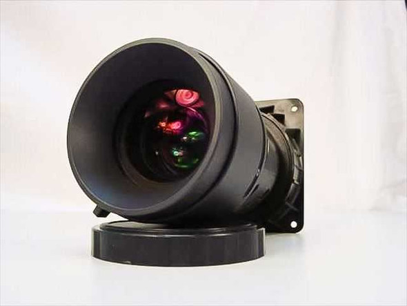 Toshiba PL13116 lens front view showing multi-element optics with anti-reflective coating and mounting flange
