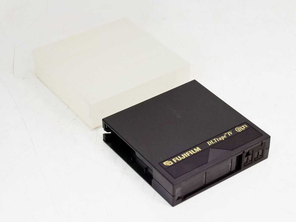 Fujifilm DLTtape IV 40GB tape cartridge shown with protective white dust cover removed, front label view
