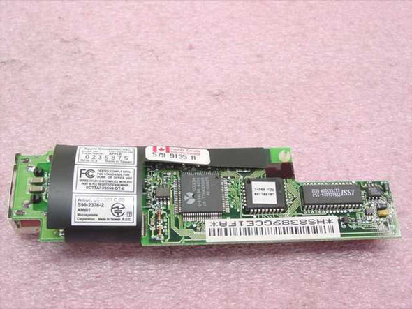 Apple Ambit U01.001.C.00 56K iMac internal modem card – top view showing main controller chip, ISSI memory chip, FCC label, and S98-2376-2 part number