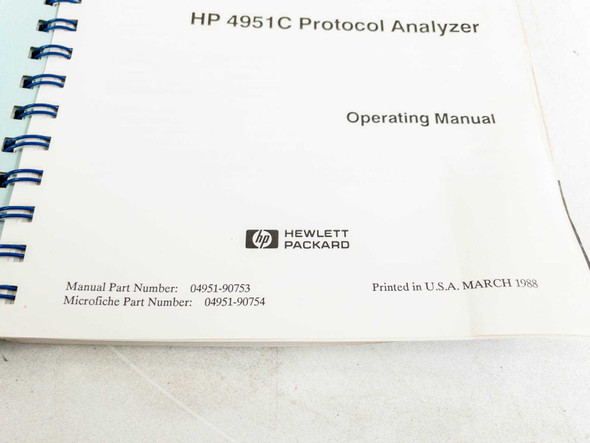 HP 4951C Operating Manual P/N: 04951-90753 March 1988 AS IS
