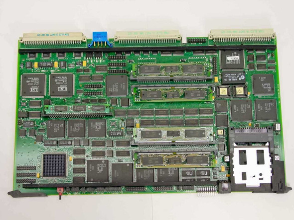 Wellfleet 111316-16 BNC 73000 Circuit Board Rev 13 – top-down view showing full PCB layout with multiple ICs, memory modules, and PCMCIA slot at right