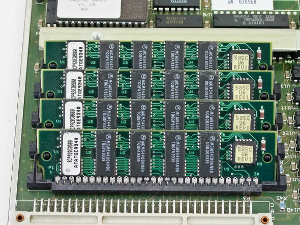Wellfleet ACE-32 board – close-up of SIMM memory modules with Motorola MCA4414 and TQFP4339 chips visible