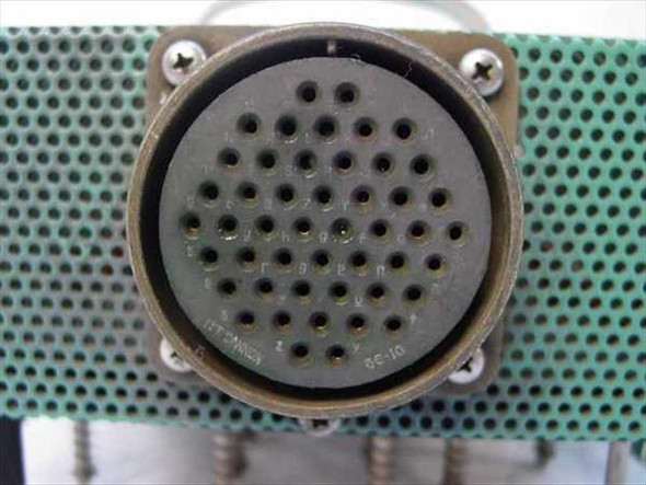 Utah Research Development Cell Scan Fixture 371AS138 – close-up of front multi-pin circular military connector with approximately 37 pin contacts visible