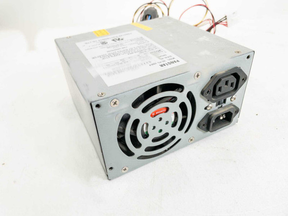 PanStar PS-2000P 200W AT power supply – rear panel showing dual IEC AC input connectors and cooling fan