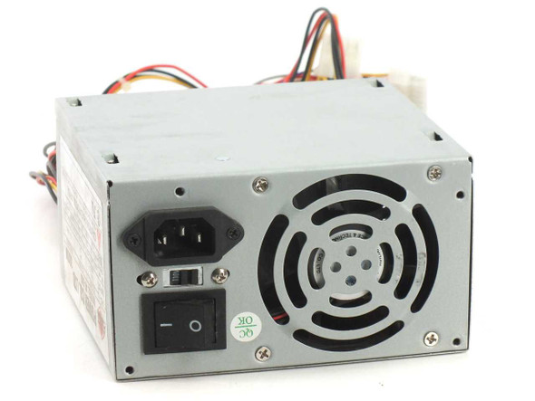 ATNG AT-300 300W ATX power supply rear panel showing IEC C14 inlet, voltage selector switch, power rocker switch, and cooling fan