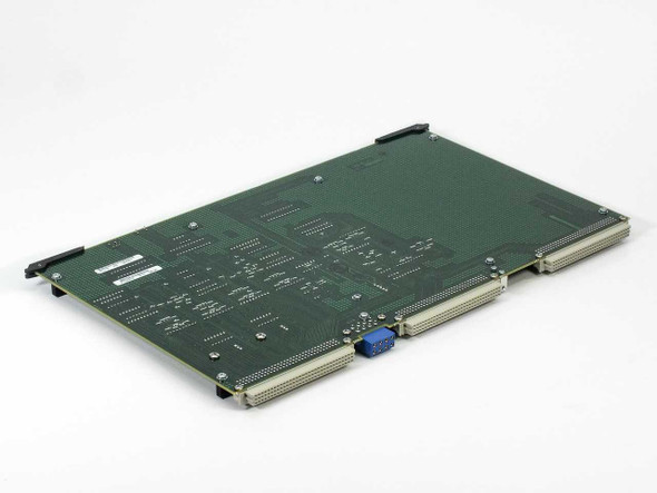 Bay Networks SRM-F 75001 Processor Module – reverse angled top view showing back-side component layout and blue backplane connector