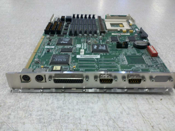 HP Vectra D3660-60001 motherboard rear I/O bracket showing PS/2 port, parallel port, and two serial DB9 connectors