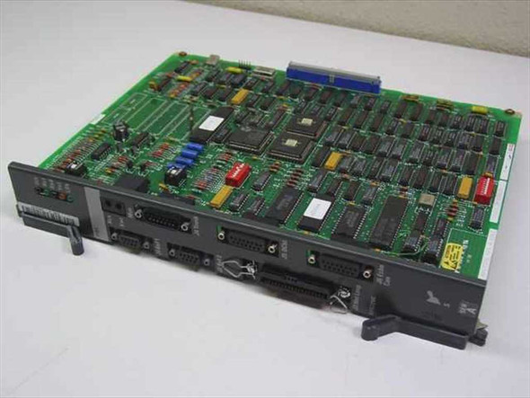 Nortel Meridian QPC728C PBX module card – angled front view showing faceplate with multiple DB-style connectors