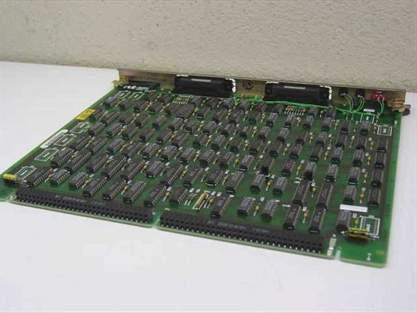 Nortel Meridian QPC414B PBX Network Card – top-down view of green PCB with densely populated ICs and ribbon cable connectors