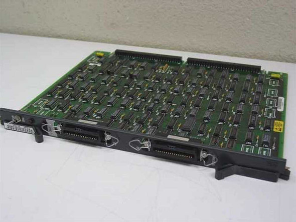 Nortel Meridian QPC414B E Net Network Card – angled front view showing black faceplate with connectors and populated PCB