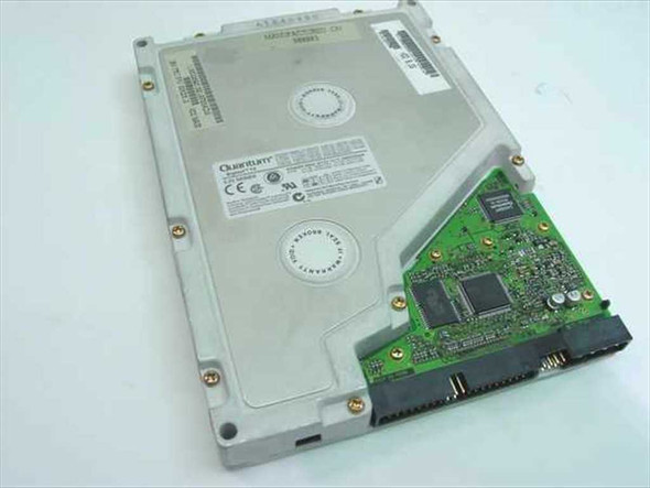 Quantum Bigfoot 8GB 5.25-inch IDE hard drive – angled top view showing PCB controller board and drive body