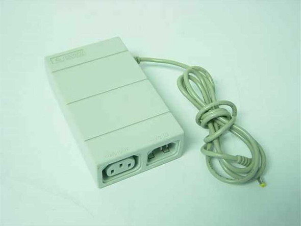 HP 0950-2372 AC Adapter – top and side view showing IEC AC output socket, DC barrel jack, and coiled power cord