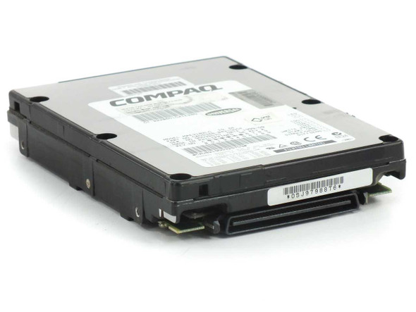 Fujitsu MAE3182LC 18GB SCSI hard drive top view showing Compaq label and 80-pin SCA connector