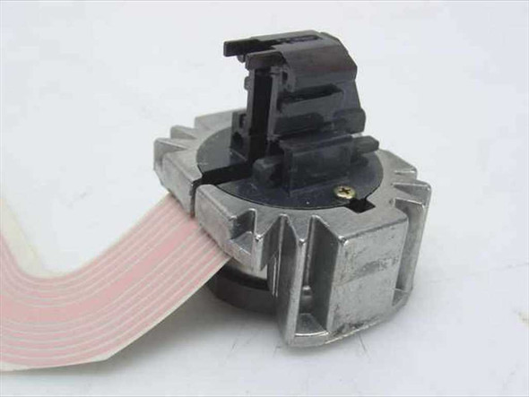 Citizen MSP-10 dot matrix printhead — close-up of metal housing, black plastic print mechanism, and ribbon cable connection point