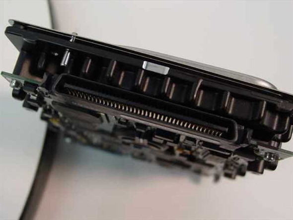 Compaq 336366-001 SCSI hard drive – side edge view showing 68-pin Wide SCSI connector and PCB
