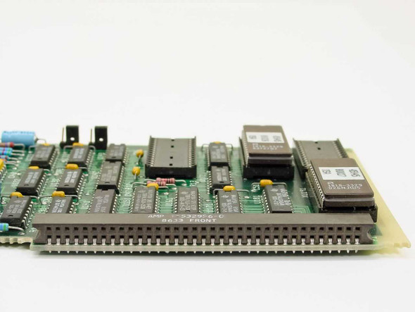 HP 45945-60027 Vectra daughter board — close-up of card-edge connector area labeled 863 FRONT with surface-mount and DIP components