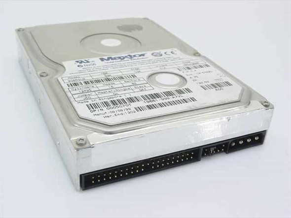 Maxtor 90650U2 6.5GB 3.5-inch IDE hard drive — angled top view showing label and IDE/power connectors