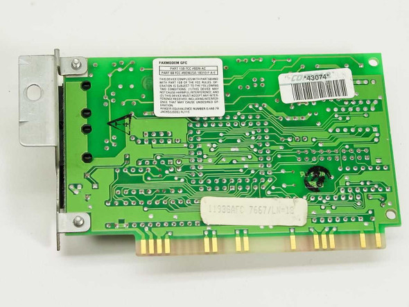 Compaq 141607-001 Prolinea 9600 modem card – PCB reverse/solder side with FCC and regulatory labels visible