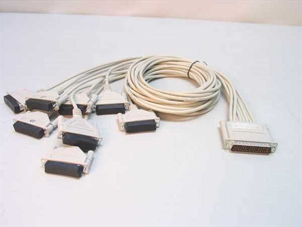 8-to-1 fan-out aggregator cable showing single DB78 male end and eight DB25 female connectors spread out on white background