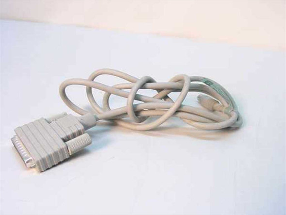 Apple Mac DB25 to 8-Pin DIN serial cable full length coiled view, beige