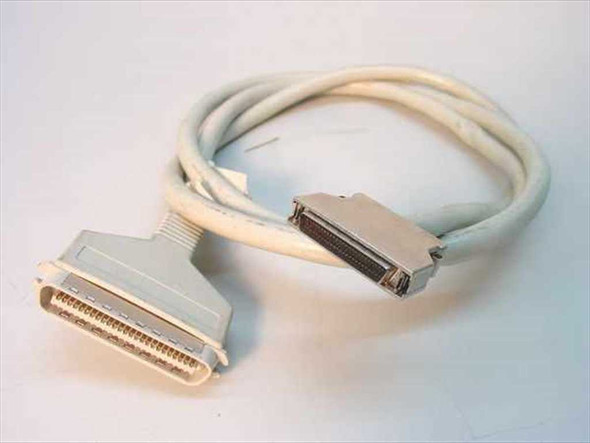 DB50 to HD50 SCSI-2 cable full length view showing Centronics 50-pin connector on left and Mini HD50 connector on right