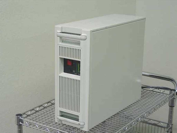 Liebert RT1000-60 1000VA UPS tower — three-quarter front/side view showing overall unit housing