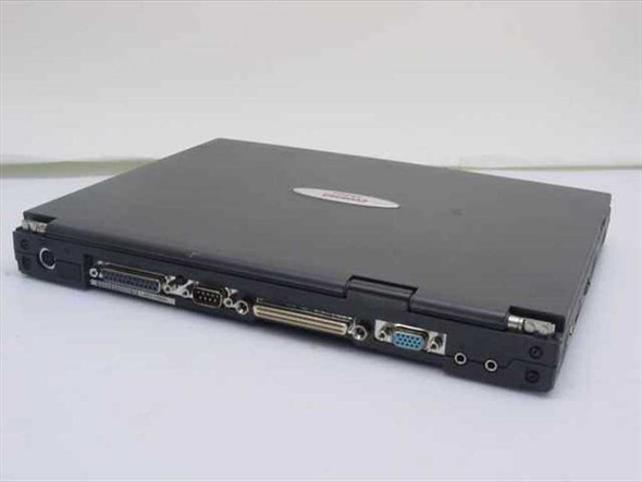 Compaq Armada 3500 laptop closed – rear port view showing parallel, serial, VGA, and audio ports