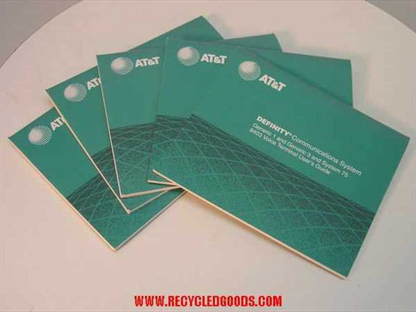 AT&T DEFINITY 8403 Voice Terminal User's Guide 555-230-761 — five teal softcover copies fanned out on white surface