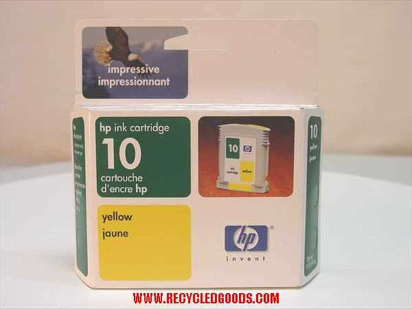HP C4842A Ink Cartridge 10 Yellow — front of original retail box showing HP logo and yellow color label